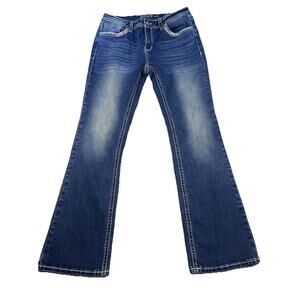 Grace in LA Easy Fit Bootcut Jeans Women 11/30 Blue Embroidered Horseshoe